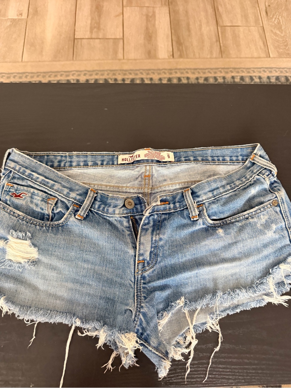 Hollister Light Blue Frayed Distressed Denim Shorts